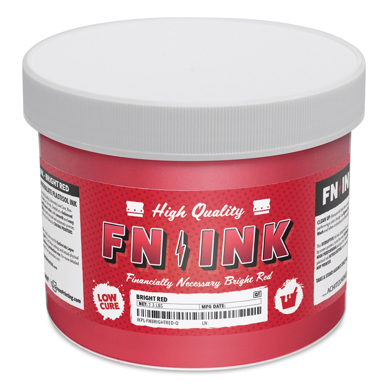 FN Ink Plastisol Screen Printing Ink - Bright Red, Quart